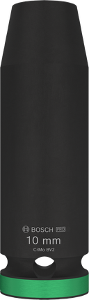 Soquete de impacto Bosch PRO de 1/2 polegada e 10 mm de profundidade.